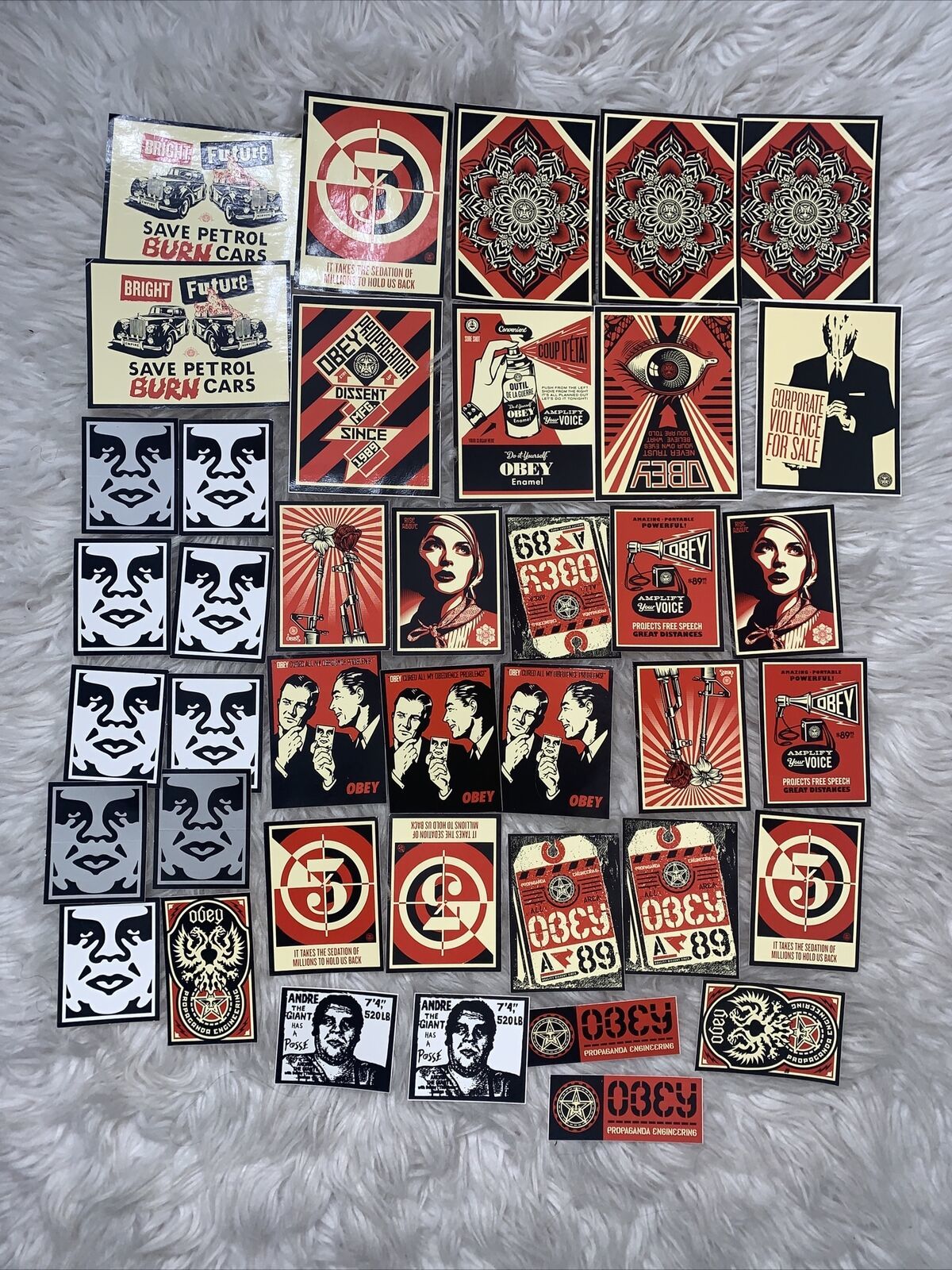 Primary image for LOT of 41 OBEY stickers diff sizes... got it from Obey himself