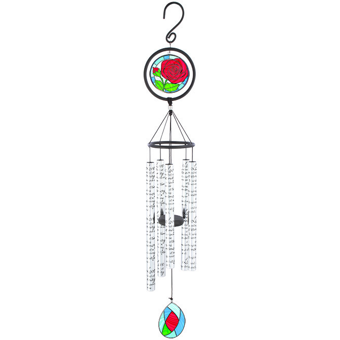 Carson Stained Glass Sonnet Chimes Love 35" Wind Chime Windchime Yard Garden - $58.04