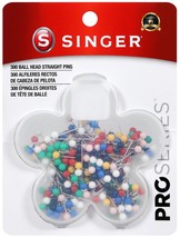 Singer QuiltPro Ball Head Straight Pins In Flower Case-Size 17 300/Pkg - $9.75