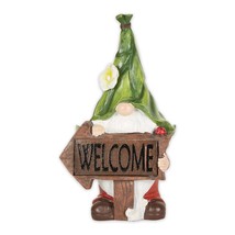 Gnome with Glowing Welcome Sign Solare Statue - $32.94