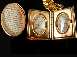 Vintage Locket Lords Prayer in miniature inside Religious necklace Bible... - $125.00