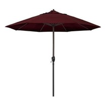 9 ft. Aluminum Market Auto Tilt Crank Lift Bronze Patio Umbrella in Burgundy  - $240.99