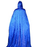 Unisex Hooded Cloak Role halloween Cape Play Costume Full Length Blue Pl... - $56.42