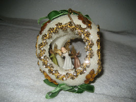 Vintage Christmas styrofoam Angels Sequin Beaded handmade ornament - $24.74