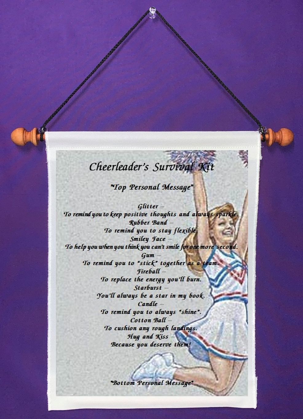 Primary image for Cheerleader's Survival Kit - Personalized Wall Hanging (1132-1)