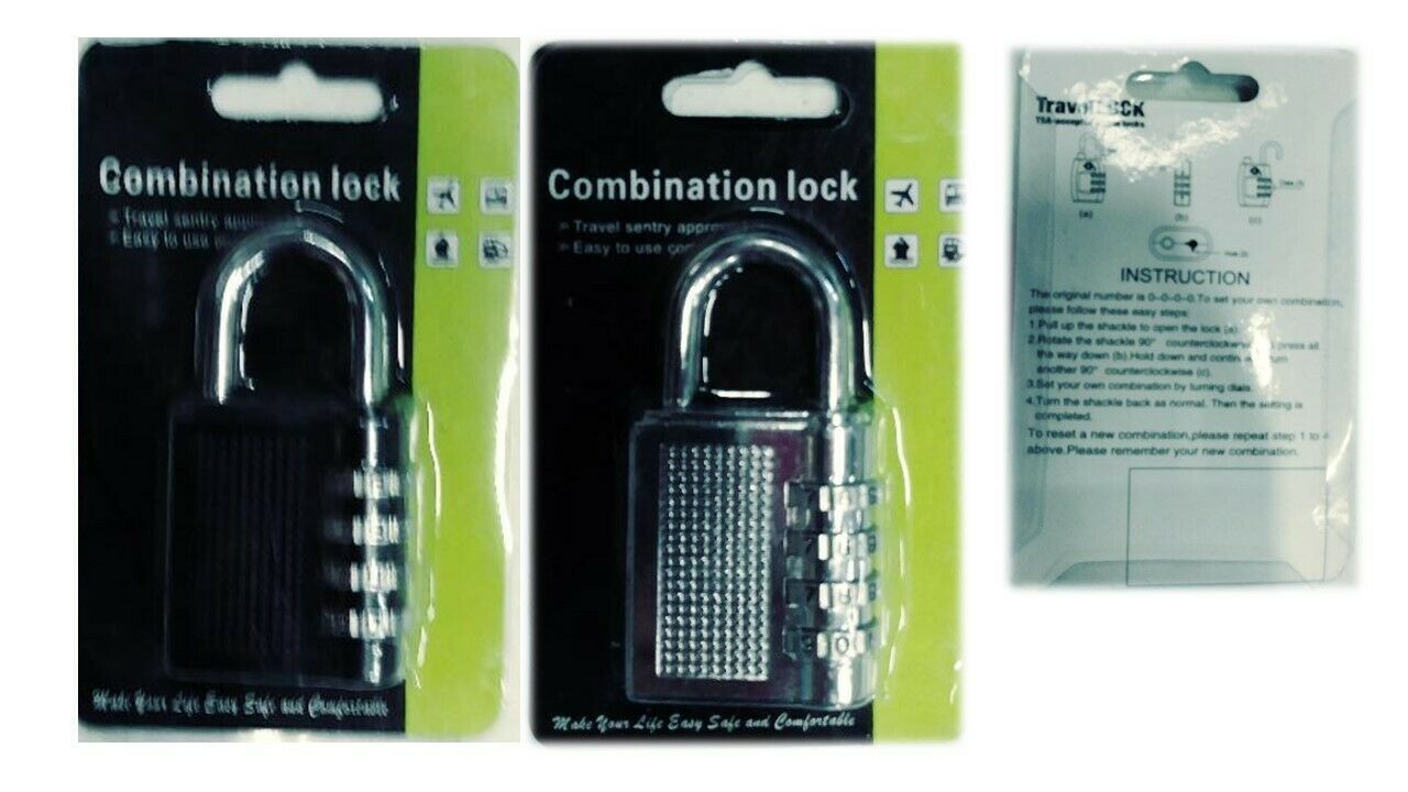Primary image for Combination Travel Lock / School Lock - Set of 2 - Black & Silver - NEW SEALED
