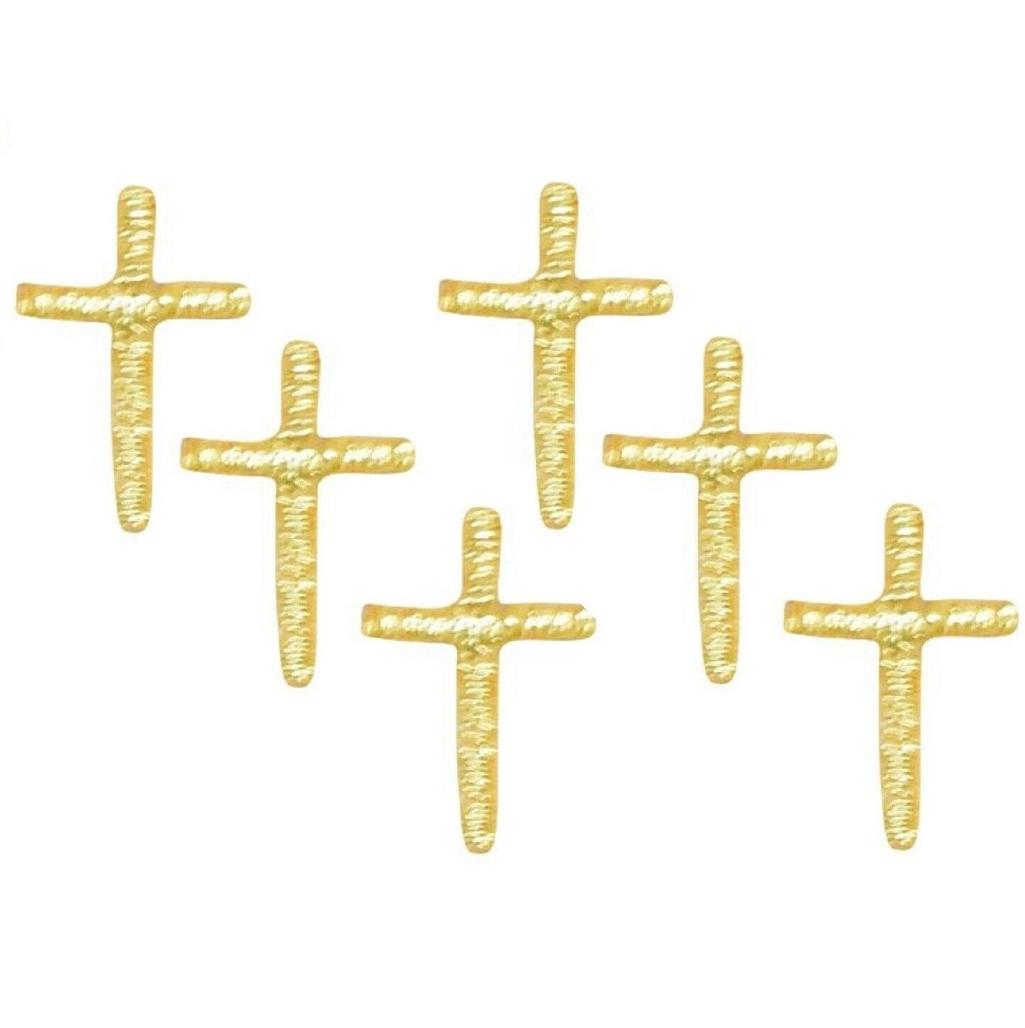 Mini Cross Applique Patch - Gold, Jesus, Christian Badge 1/2 (6-Pack, Iron on)