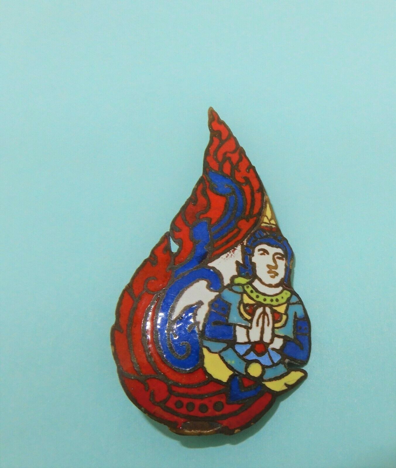 Primary image for Unique vintage enamel over metal stain glass look medieval knight brooch