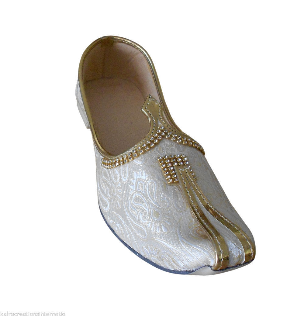 Men Shoes Designer Indian Sherwani Handmade Khussa Cream Loafers Mojari ...