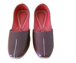 Men Shoes Indian Handmade Traditional Espadrilles Leather Brown Mojari US 9 - $54.99
