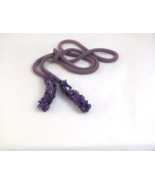 Bead crochet rope necklace with purple amethyst beads, long beaded jewelry - $30.00
