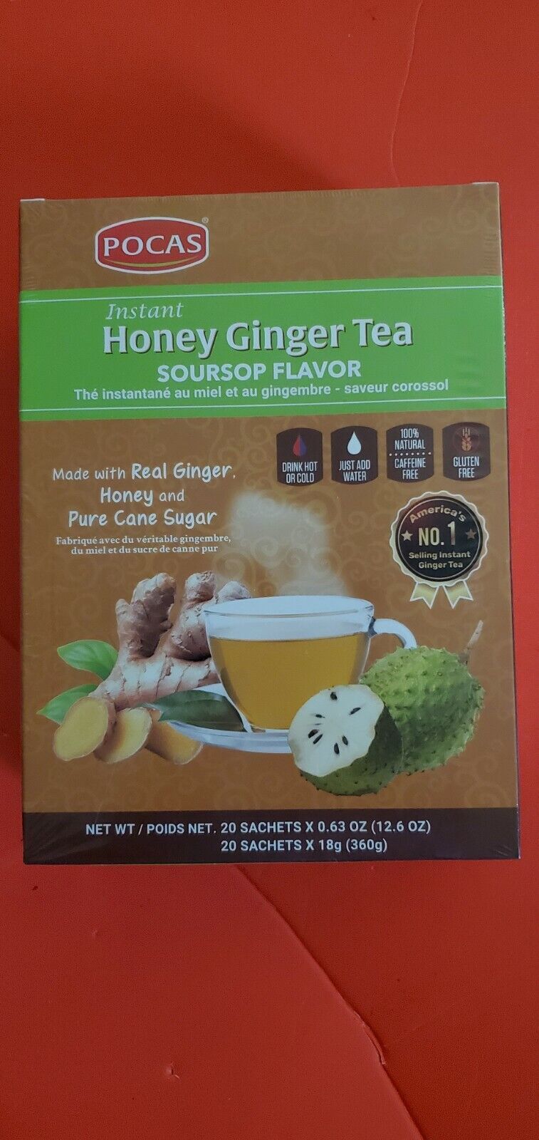 Instant Honey Ginger Tea Soursop Flavor Made With Realginger 20 Sachets Other Natural Remedies 0278