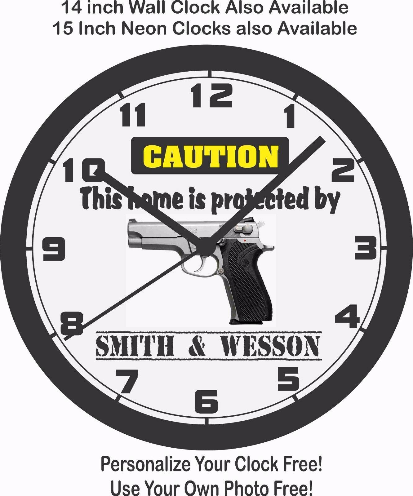 This Home Protected By Smith And Wesson Wall Clock Free Usa Ship Wall Clocks 