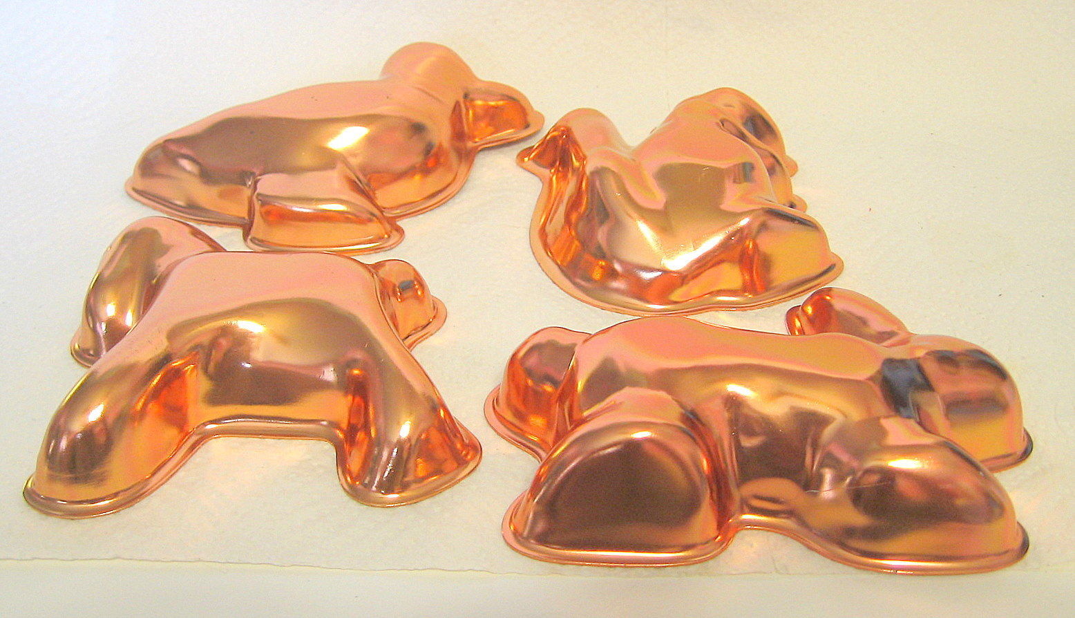 Small Animal Copper Jello Mold Set of 4 Metal Jello Molds