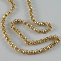 18K YELLOW GOLD CHAIN ROUNDED ROLO ROUND LINK, CIRCLES NECKLACE, MADE IN ITALY image 2
