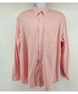 Peter Millar Nanoluxe Button Shirt Size XL Long Sleeve Check Plaid Pink - $25.22