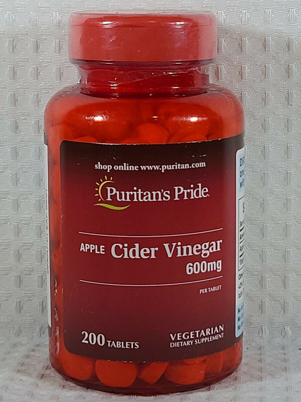 Puritan's Pride Apple Cider Vinegar 600mg 200ct Tablets ***FREE S/H