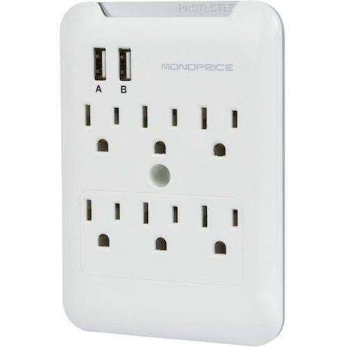Monoprice, Inc. Surge Protector 6outlet W-2usb Ports