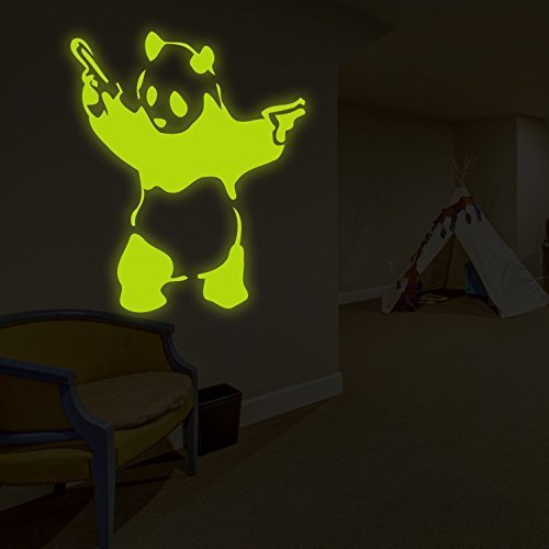 Primary image for ( 55" x 55" ) Banksy Glowing Vinyl Wall Decal Panda with Pistols / Glow in Da...