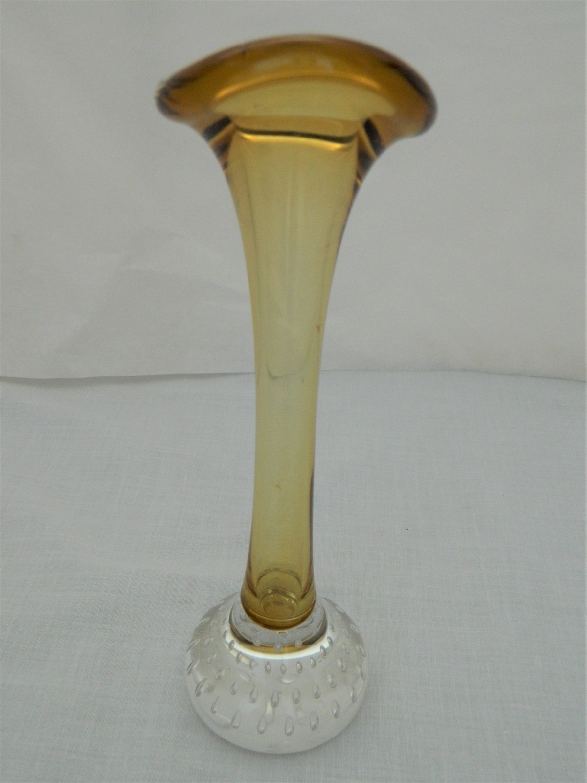 Amber Bud Vase – Controlled Bubble Base – Trumpet Flared Rim - Single ...