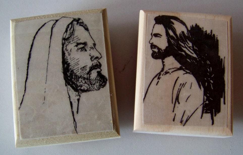 rubber stamp * 2 Jesus stamps * spiritual stamp * religious rubber ...