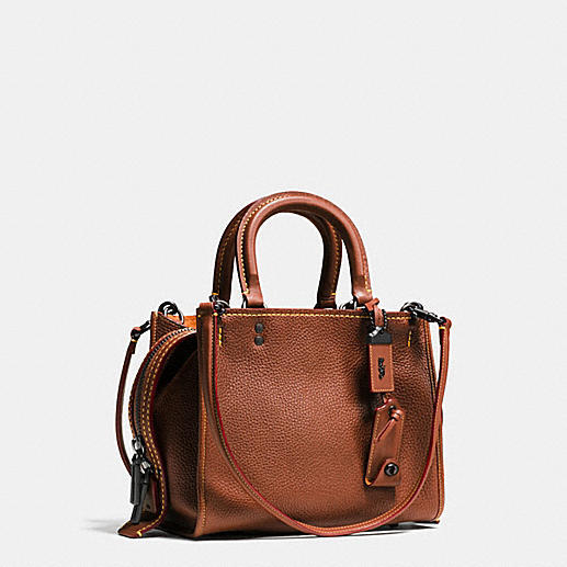 Coach Rogue Bag 25 Black Copper/Saddle 1941 Glovetanned Pebble Leather