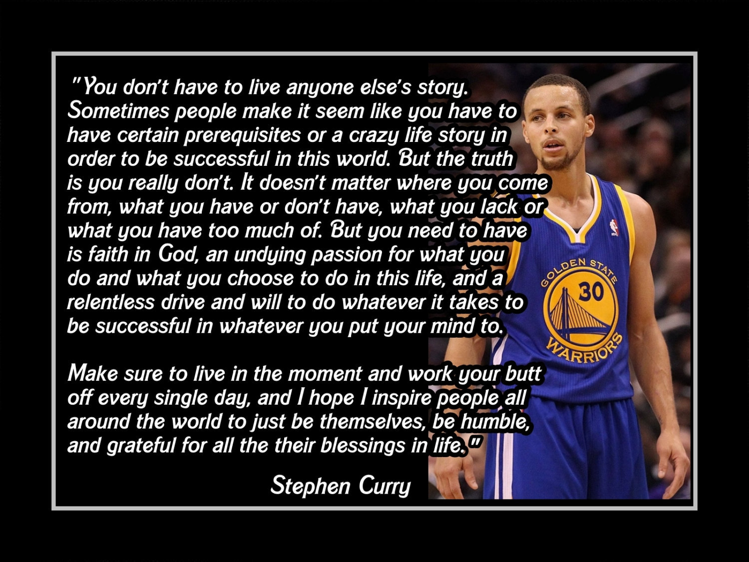 Inspirational Basketball Motivation Poster Steph Curry Blessings Quote ...