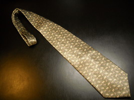 Stonehenge Neck Tie Olive Green Background with Repeating Tiny Elephants Silk - $11.99