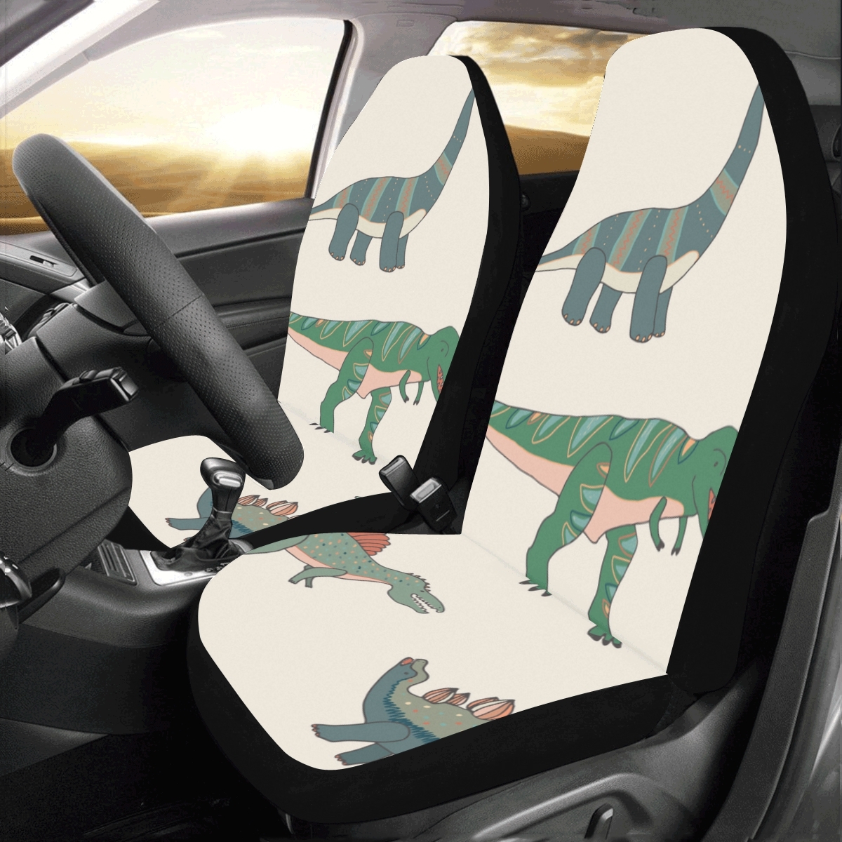 Cool Baby Dinosaur Family Cartoon Universal Fit Auto Drive Car Seat
