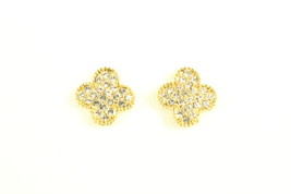 Cubic Zirconia Quatrefoil Motif Earrings - $55.00