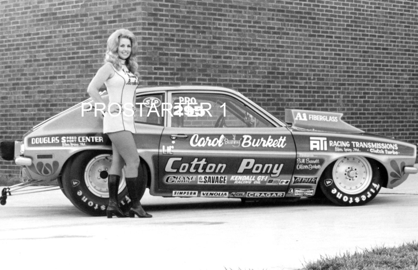 BUNNY BURKETT COTTON PONY Pro Stock Ford Pinto 4x6 B&W Drag Racing
