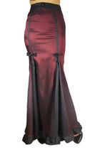 20 22 Sexy Burgundy &amp; Black Gothic Victorian Steampunk Ruffled Hem Skirt 2X - $52.81