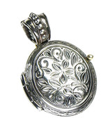 Gerochristo 3351 - Sterling Silver Engraved Round Locket Pendant  - $198.00