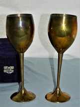 Pair of Goblets/Wine Glasses – Brass/Metal – Made in India – 6 oz – In T... - $27.50