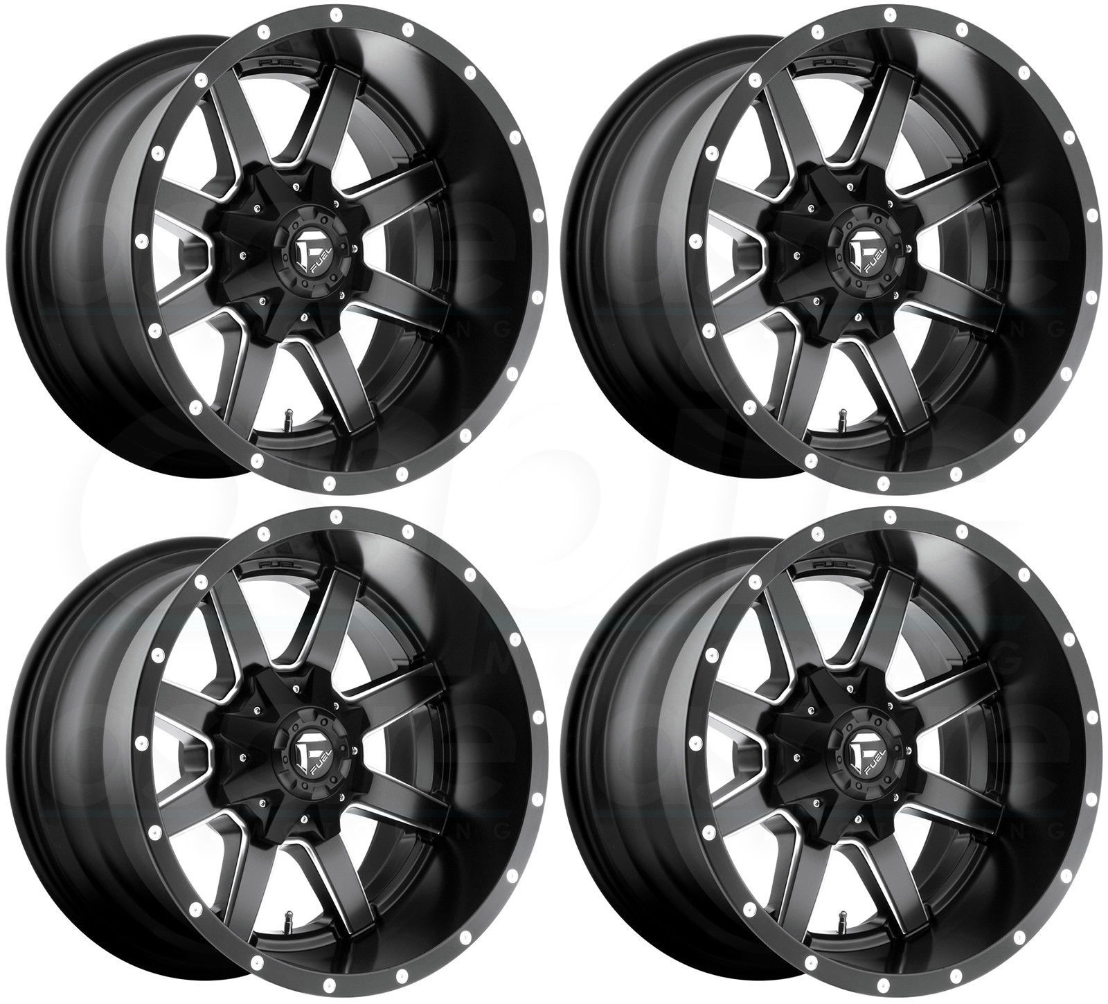 17x10 Fuel Maverick D538 8x6.5/8x165.1 24 Black Milled Wheels Rims Set