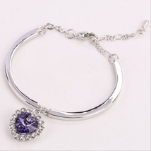 Purple Gem Heart Bracelet >> Combined Shipping << (6151) - $5.89