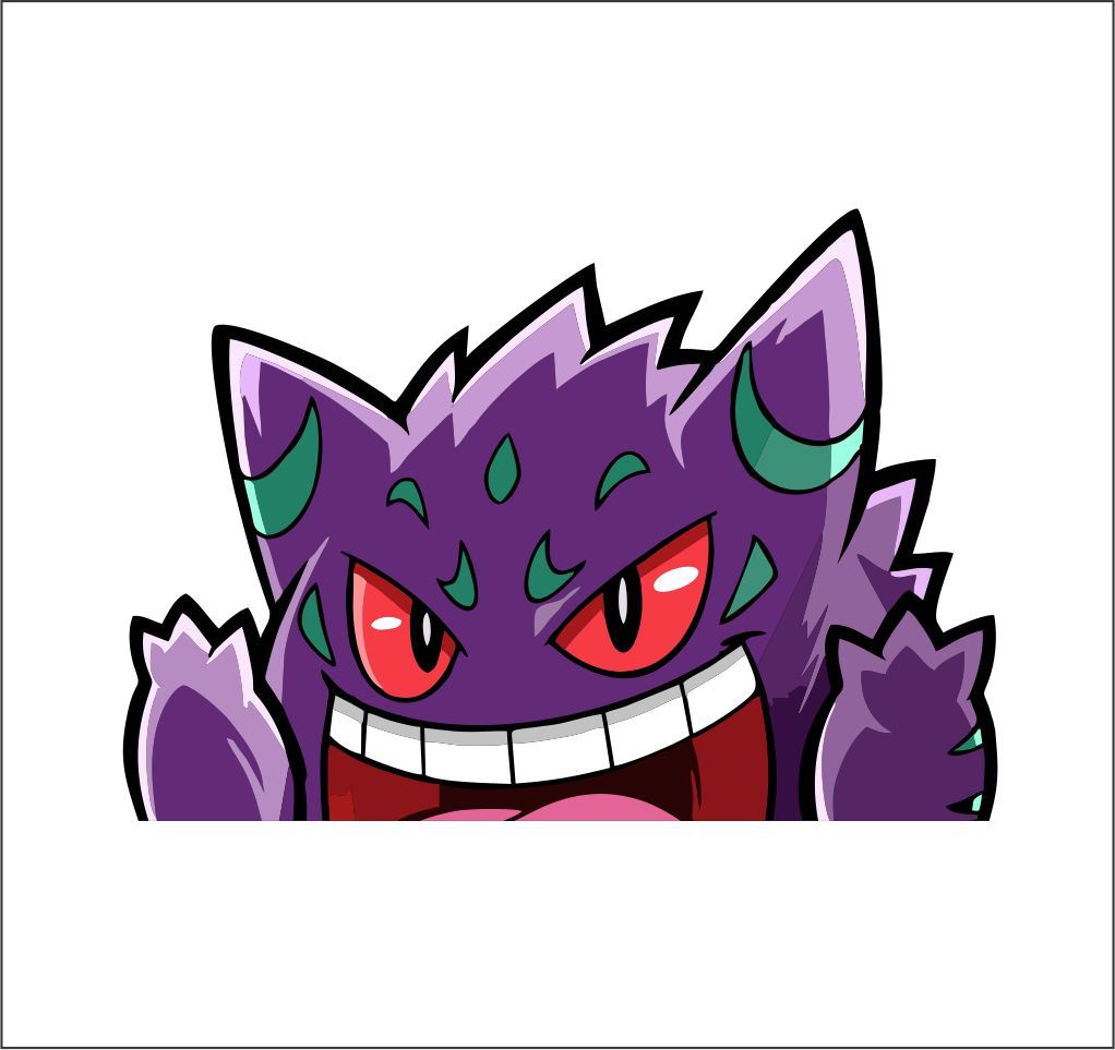 Gengar Peeking Peeker Window Bumper Vinyl Decal Anime Stickers Pokemon ...