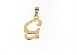 18K YELLOW GOLD LUSTER PENDANT WITH INITIAL G LETTER G MADE IN ITALY 0.71 INCHES image 1