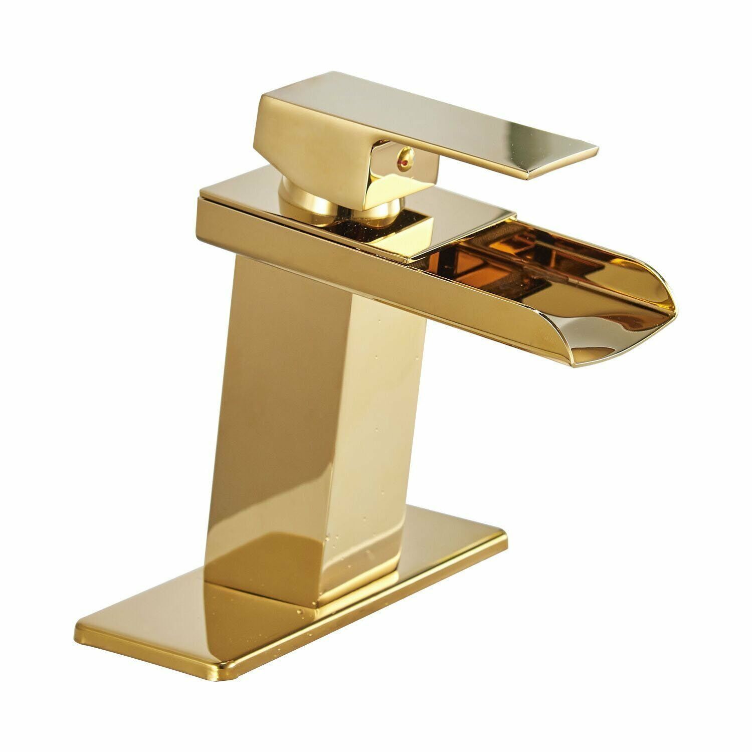 Gold Waterfall Bath Modern Lavatory Faucets Single Handle Lever One
