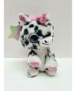 Lumo Stars Pilkku Black &amp; White Spotted Unicorn Plush Toy Pink Horn Spar... - $14.84