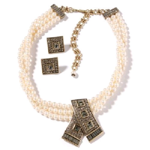 Heidi Daus Bridal Overlapping Crystal Necklace and Pierced Earrings Set - $130.65