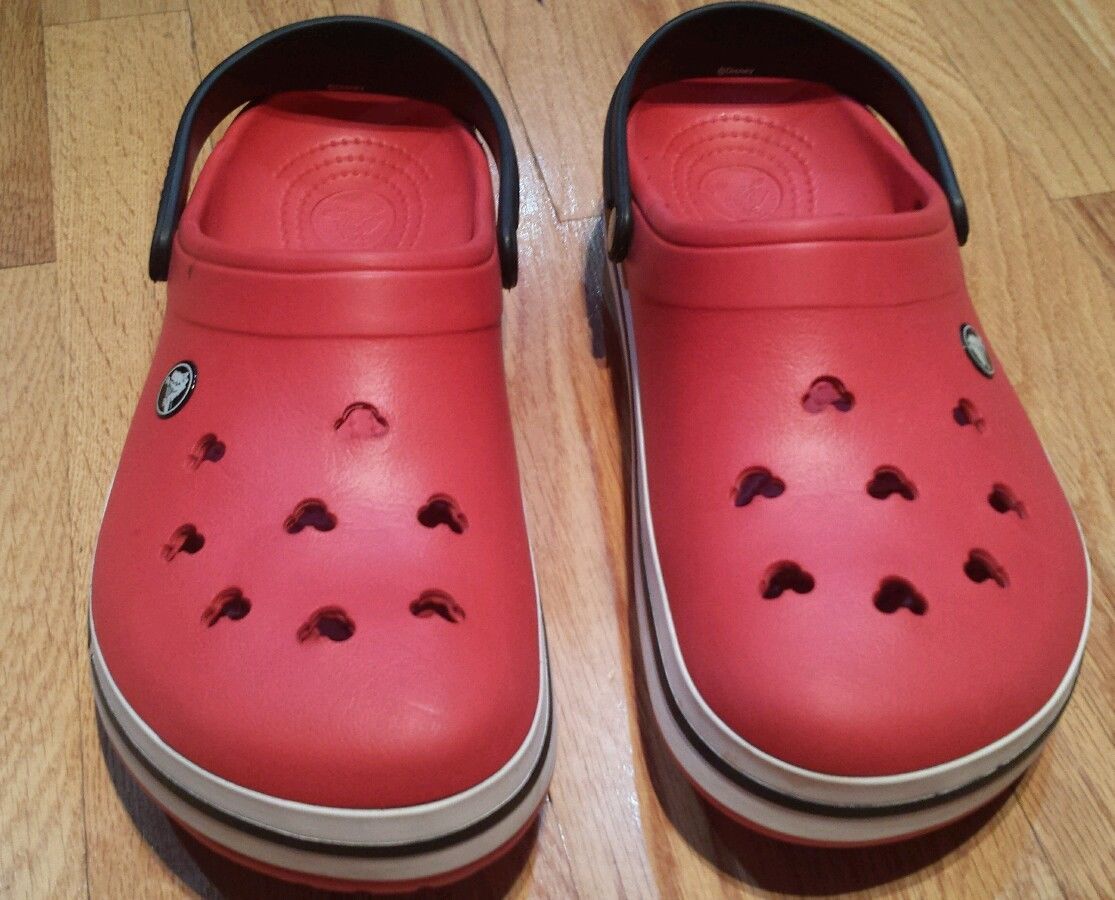 Disney Crocs Mickey Mouse men's 9 women's 11 barely worn red white ...