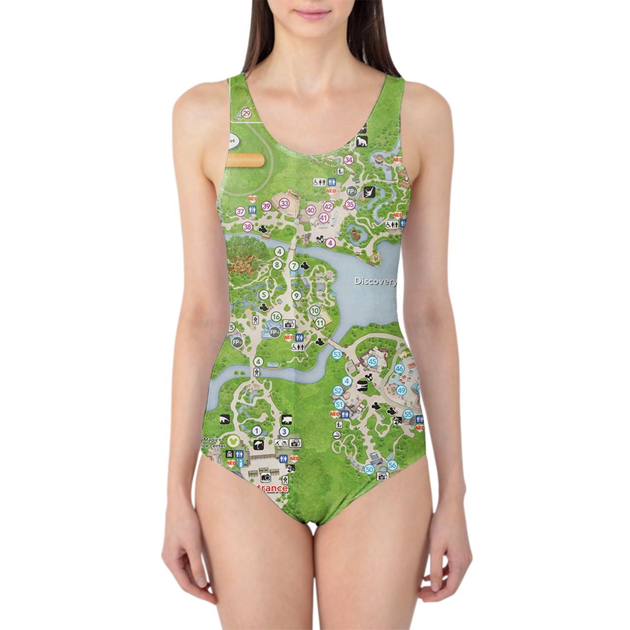 Image of Animal Kingdom Map Disney Women's Swimsuit