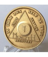 30 Day 1 Month Bronze AA Anniversary Chip Medallion Coin Alcoholics Anon... - $2.96