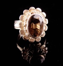 4ct Smoky Topaz Ring - December birthstone - Size 7 sterling ladies ring - spiri - $125.00