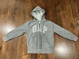 Boys Kids Gap Gray Solid Signature Hooded Sweater Hoodie Cotton Size M 8 - $9.89