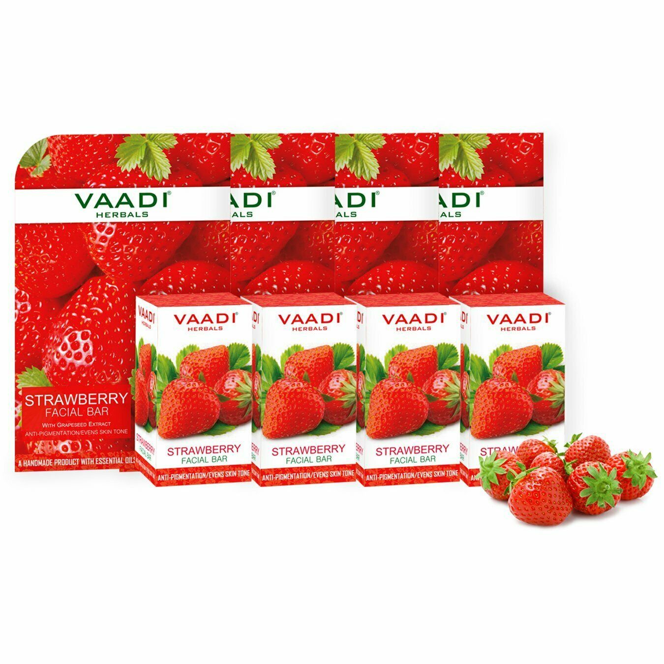 Vaadi Herbals Value Strawberry Facial Bars with Grape Seed Extract, 25 gm