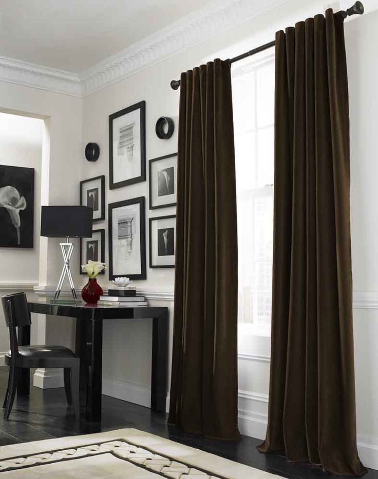 Brown Velvet Curtain Handmade Custom Drapery (Grommets top) Curtains