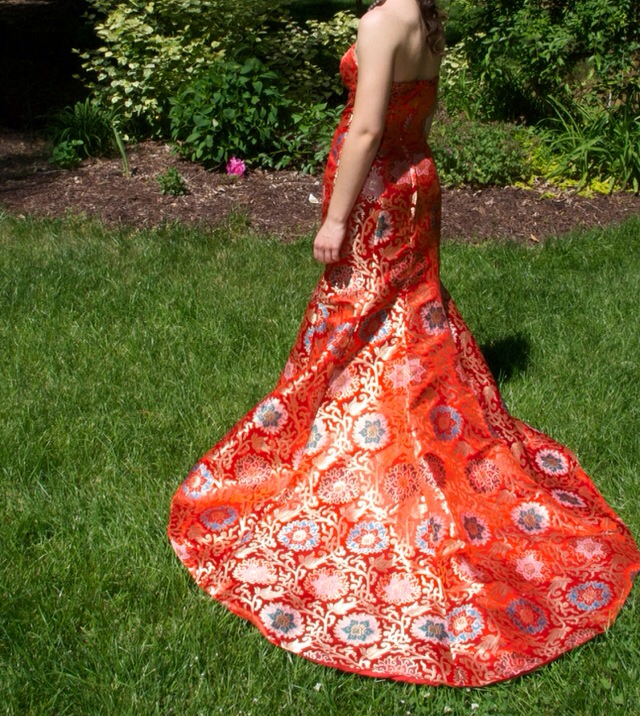 Image of China Style Classic Red embroidery Mermaid Prom Dresses Evening gown fish tail