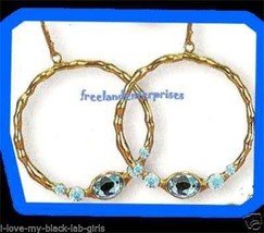 Earring Bejeweled Hoop Earrings Teal -Turquoise Color NEW Pierced - $9.85
